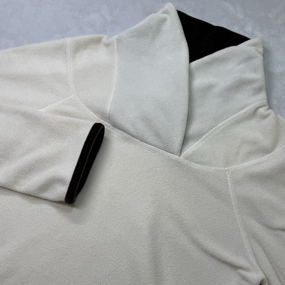 Prana Womens‎ Fleece Pullover Shawl Collar Ivory Brown Size M Outdoor